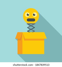Hoax emoji box icon. Flat illustration of hoax emoji box vector icon for web design