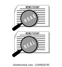 Hoax, fake news, disinformation spread via online media, news websites concept