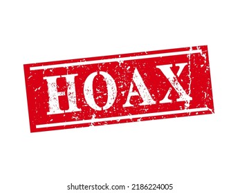 Hoax Grunge Style Rubber Stamp Badge. Fake Logo Symbol Sign. Vector Illustration Image. Isolated On White Background.