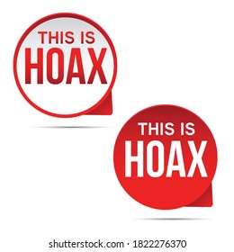 Hoax label red sign vector
