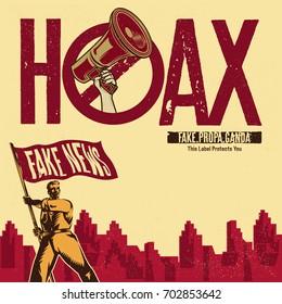 Hoax Label. Vintage propaganda poster and elements. Isolated artwork object. Suitable for and any print media need.