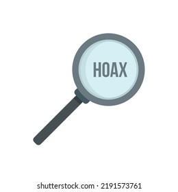 Hoax magnifier icon. Flat illustration of hoax magnifier vector icon isolated on white background