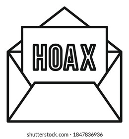 Hoax Mail Symbol. Umriss-Hoax-E-Mail-Vektorsymbol für Webdesign einzeln auf weißem Hintergrund