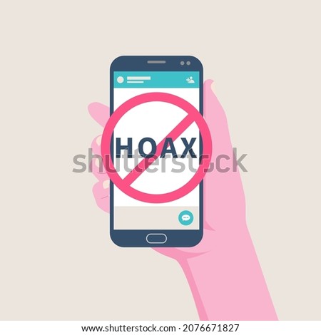 hoax news spread using group chat messaging app smart phone on hands vector