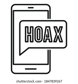 Hoax phone sms icon. Outline hoax phone sms vector icon for web design isolated on white background