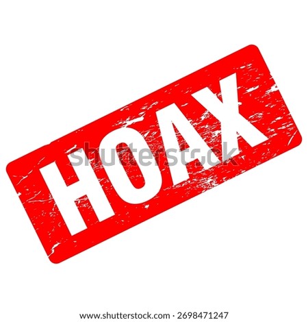 Hoax, red rubber stamp, vector
