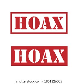 Hoax stamp icon. Vintage seal sign. Red sticker label sign. Isolated on white background. Vector illustration image.