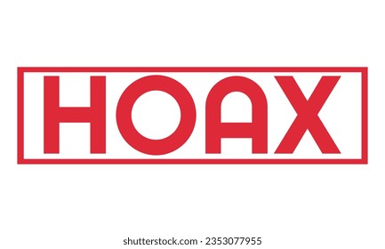 Sello de texto de palabra HOAX en el vector de color rojo aislado en blanco.