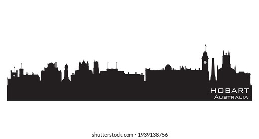 Hobart Australia skyline Detailed vector silhouette