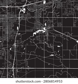 Hobart Indiana city map vector illustration. Black and white street map of Hobart IN USA