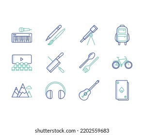 Hobbies and activities icon set