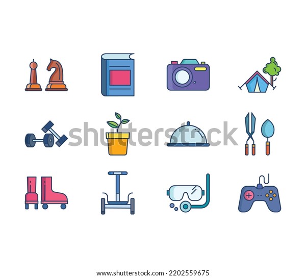 Hobbies Activities Icon Set Stock Vector (Royalty Free) 2202559675 ...