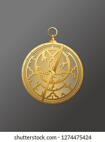 Hobbies and business. Ancient subject. History of inventions. Science and art. Jewelry astrolabe.
