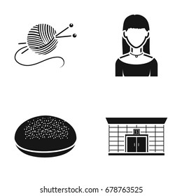hobbies, cooking and or web icon in black style.profession, finance icons in set collection.