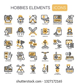 Hobbies Elements , Thin Line and Pixel Perfect Icons