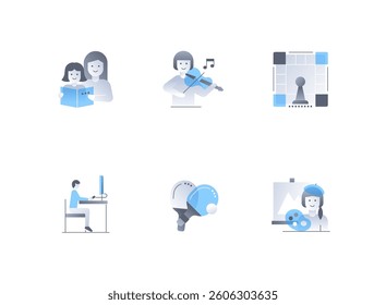 Hobbies and entertainment - flat design style icons set