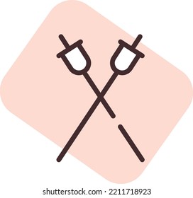 Hobbies fencing, illustration, vector on white background.