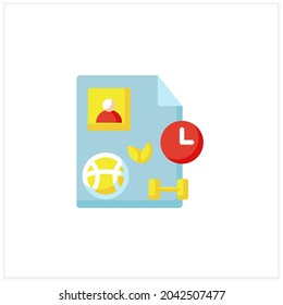Hobbies flat icon. Employee personal interests. Personal recruitment information. Job search, employment, career growth concept. Color vector illustration