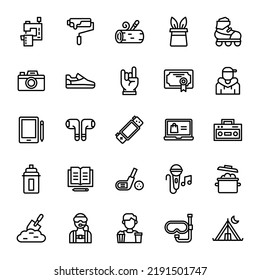 hobbies y juego de iconos de tiempo libre ilustración vector gráfico