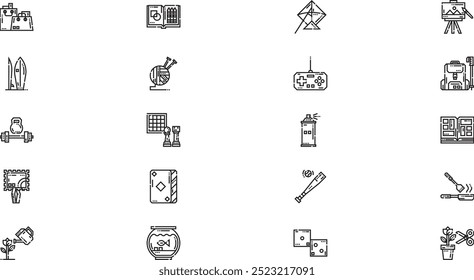 Hobbies free time icons High-Quality Vector Icons Collection with Editable Stroke. Ideal for Professional and Creative Projects.