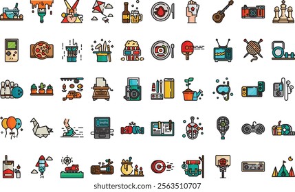 Hobbies free time icons High-Quality Vector Icons Collection with Editable Stroke. Ideal for Professional and Creative Projects.