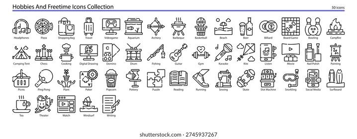 Hobbies Free Time Leisure Activities Icon Collection