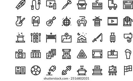 Hobbies and freetime icons High-Quality Vector Icons Collection with Editable Stroke. Ideal for Professional and Creative Projects.