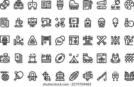 Hobbies and freetime icons High-Quality Vector Icons Collection with Editable Stroke. Ideal for Professional and Creative Projects