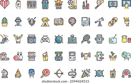 Hobbies and freetime icons High-Quality Vector Icons Collection with Editable Stroke. Ideal for Professional and Creative Projects.