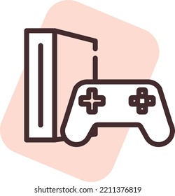 Hobbies gaming, illustration, vector on white background.