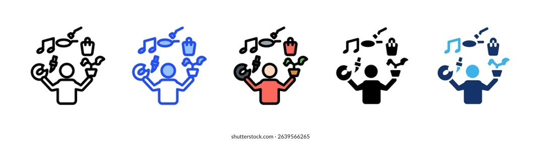 Hobbies Icon Collection With Multiple Styles