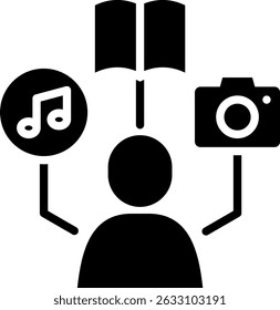 Ilustración vectorial de glifo de icono de pasatiempos