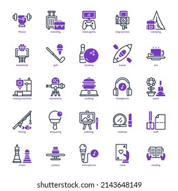 Hobbies icon pack for your website design, logo, app, UI. Hobbies icon mix line and solid design. Vector graphics illustration and editable stroke.