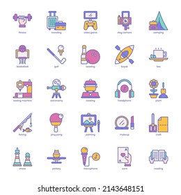 Hobbies icon pack for your website design, logo, app, UI. Hobbies icon filled color design. Vector graphics illustration and editable stroke.