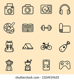 Hobbies Icon Set, flat icon.
