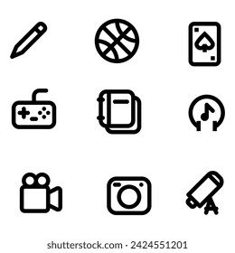 Hobbies icon set with line style icon that suitable for your icons needs 