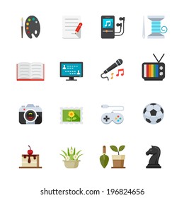 Hobbies Icons : Flat Icon Set for Web and Mobile Application