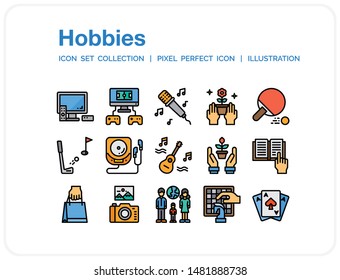 Hobbies Icons Set. UI Pixel Perfect Well-crafted Vector Thin Line Icons. The illustrations are a vector.