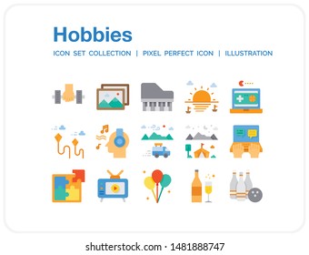 Hobbies Icons Set. UI Pixel Perfect Well-crafted Vector Thin Line Icons. The illustrations are a vector.