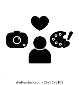 hobbies icons. simple solid vector illustration