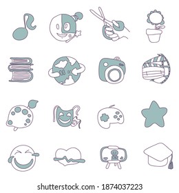 Hobbies Icons. Two Tone Flat Design. Vector Illustration.