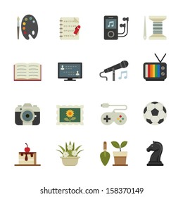 Hobbies Iconos de fondo blanco