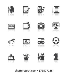 Hobbies Icons with White Background