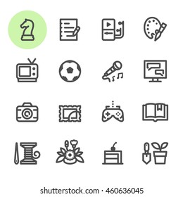 Hobbies Icons with White Background