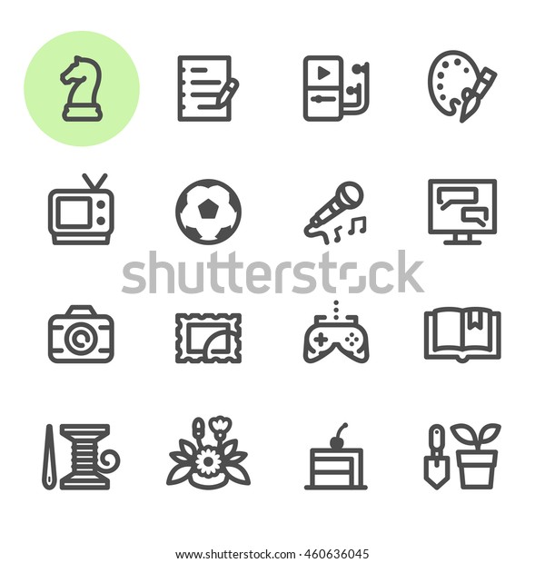 Hobbies Icons White Background Stock Vector (Royalty Free) 460636045