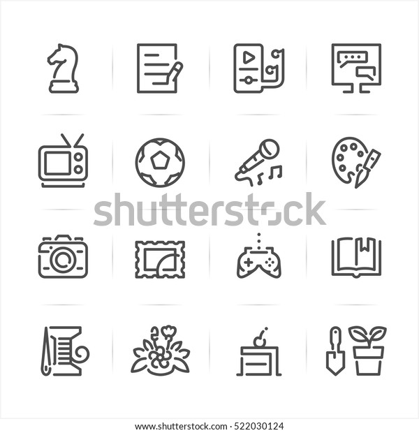 Hobbies Icons White Background Stock Vector (Royalty Free) 522030124