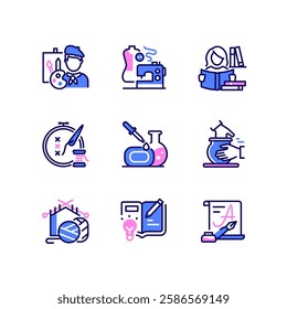 Hobbies and leisure - set of line design style icons