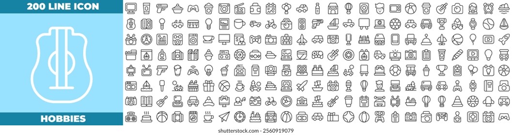 Hobbies Line Editable Icons set. Vector illustration in modern thin line style of hobbies icons: sport, leisure, game, etc