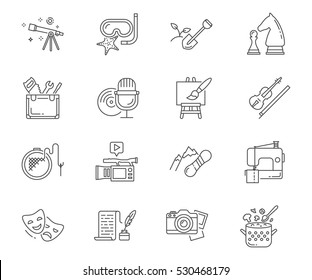 Hobbies set of vector icons