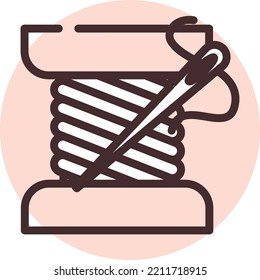 Hobbys Nähen, Illustration, Vektorgrafik auf weißem Hintergrund.